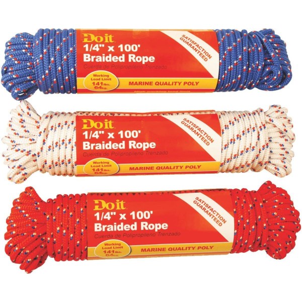 Do it Best 1/4 In. x 100 Ft. Assorted Colors Diamond Braided Polypropylene Packaged Rope - Mc Mu