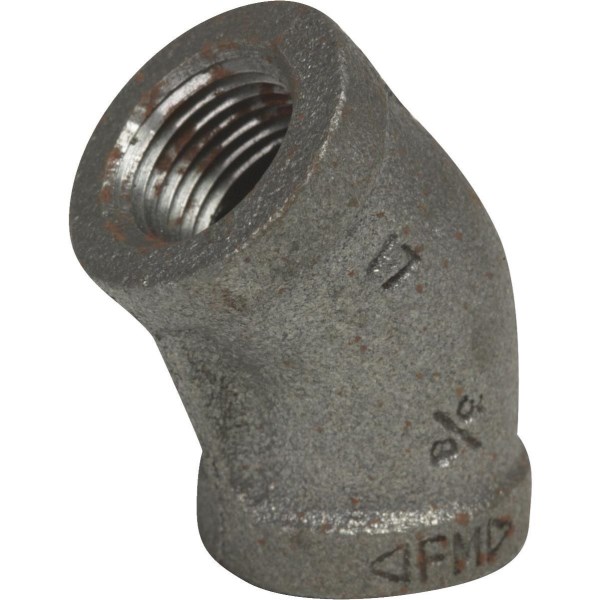 Anvil 2 In. 45 Deg. Malleable Black Iron Elbow (1/8 Bend) - Mc Mu