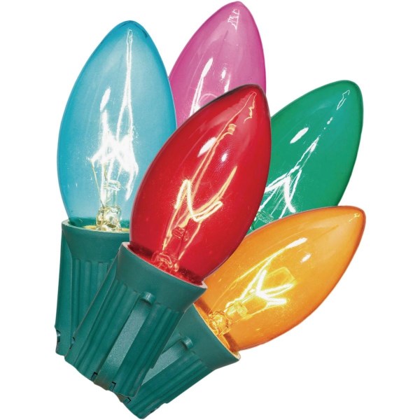 Transparent Multi 25-Bulb C9 String Light Set with Green Wire - Mc Mu