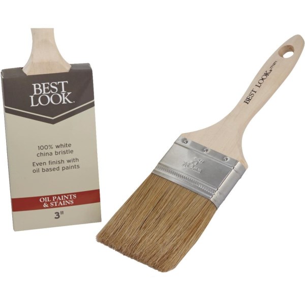 Best Look 3 In. Flat White Natural China Bristle Paint Brush - Mc Mu