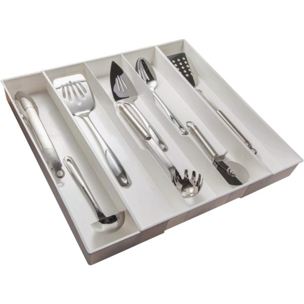 Dial Industries White Plastic Expand-A-Drawer Organizer Tray - Mc Mu