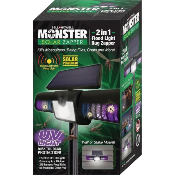 Bell+Howell Monster Solar 2-In-1 Flood Light Bug Zapper - Mc Mu