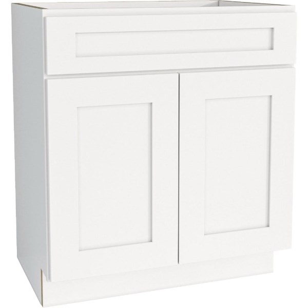 CraftMark Plymouth Shaker 30 In. W x 24 In. D x 34.5 In. H White Base Kitchen Cabinet - Mc Mu