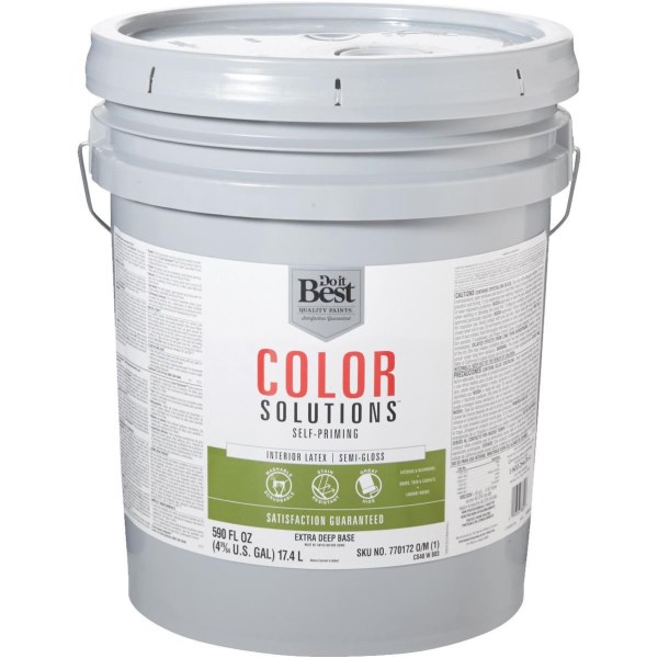 Do it Best Color Solutions Latex Self-Priming Semi-Gloss Interior Wall Paint, Extra Deep Base, 5 Gal. - Mc Mu