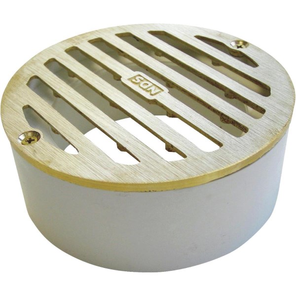NDS 3 In. Satin Brass PVC Round Grate with Collar - Mc Mu
