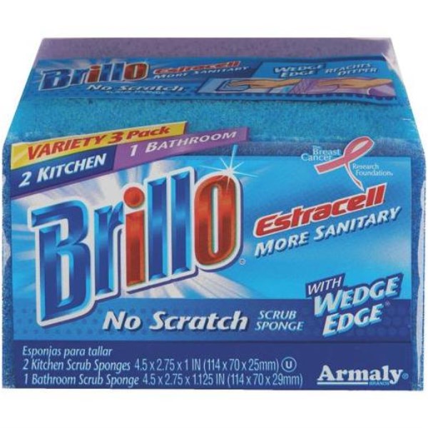 Brillo Estracell No Scratch Kitchen & Bath Scrub Sponge (3 Count) - Mc Mu