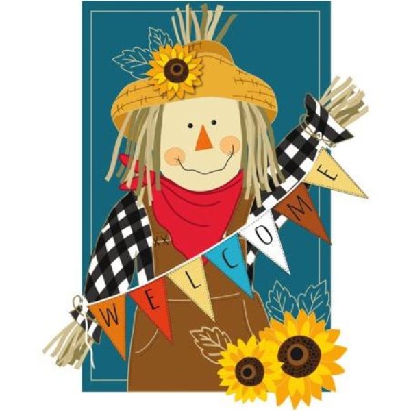 Fall Scarecrow Welcome Garden Applique Flag - Mc Mu