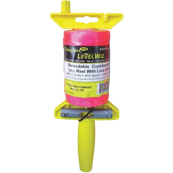 Stringliner LevelWiz 500 Ft. Fluorescent Pink Braided Nylon Mason Line Reel - Mc Mu