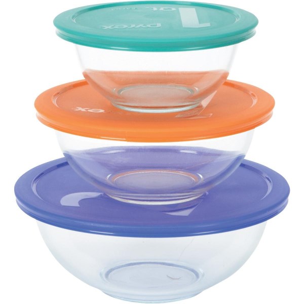 Pyrex Smart Essentials Covered Glass Pyrex Bowl Set (6-Piece) - Mc Mu