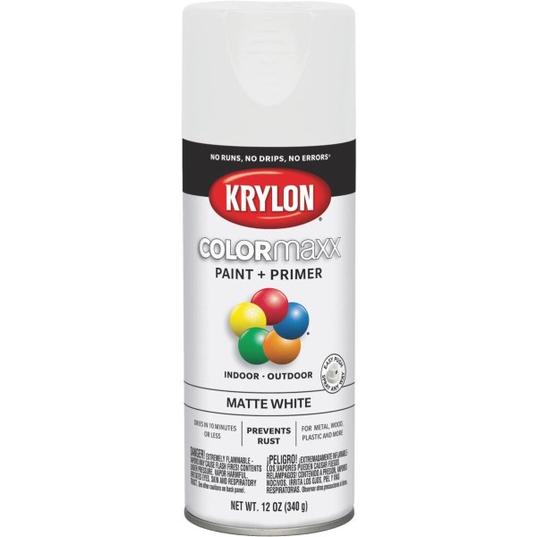 Krylon Colormaxx Matte Spray Paint & Primer, White - Mc Mu
