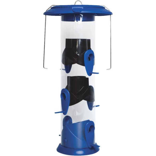 Nature’s Way Funnel Flip Top Blue Poly Wide Tube Bird Feeder - Mc Mu