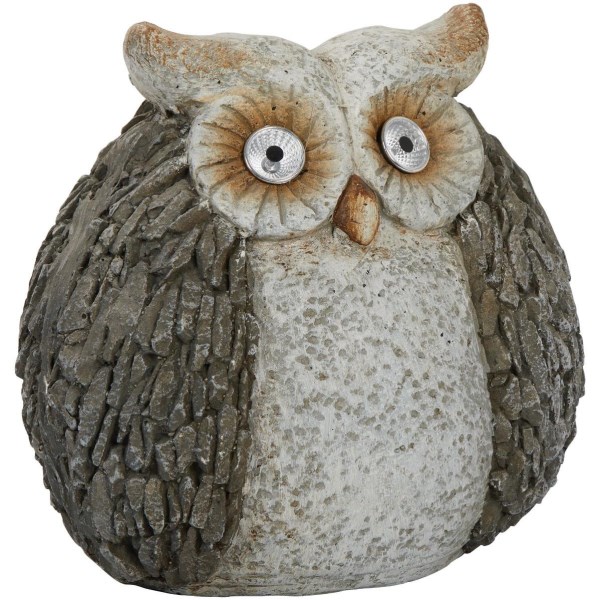 Alpine 13 In. H. Magnesia Owl Statue with Solar LED Eyes - Mc Mu