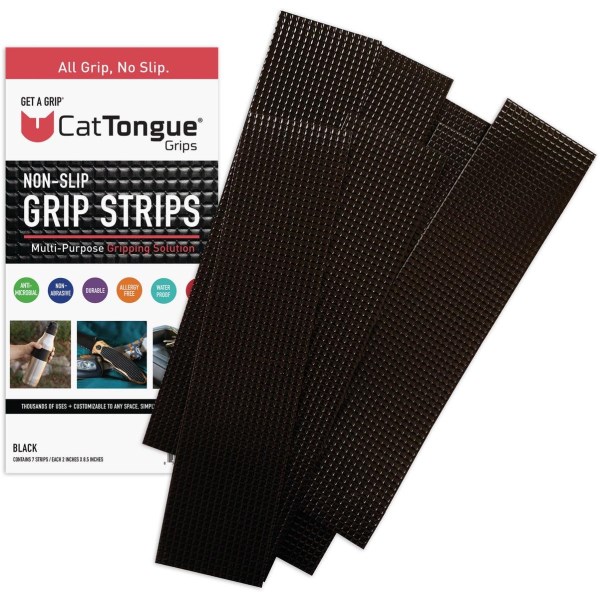 CatTongue Grips Gription 2 In. W. x 8 In. L. Black Non-Abrasive Anti-Slip Strips (7-Pack) - Mc Mu