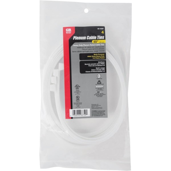 Gardner Bender 48 In. x 0.35 In. Natural Plenum Cable Tie (4-Pack) - Mc Mu