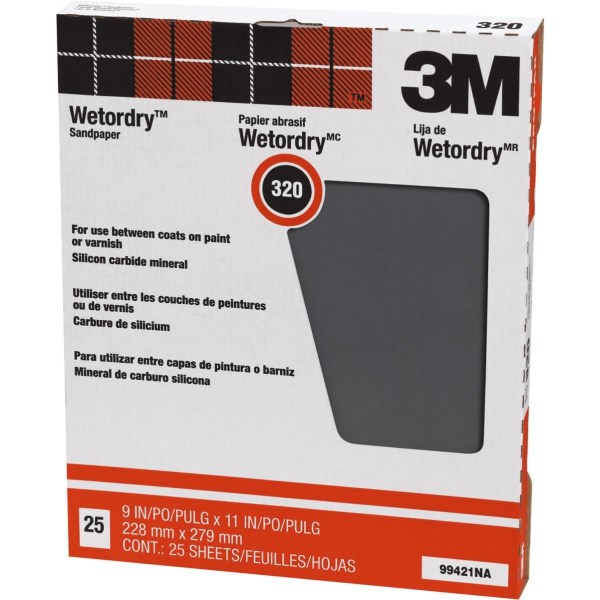 3M Wetordry Pro-Pak 9 In. x 11 In. 320 Grit Extra Fine Sandpaper (25-Pack) - Mc Mu