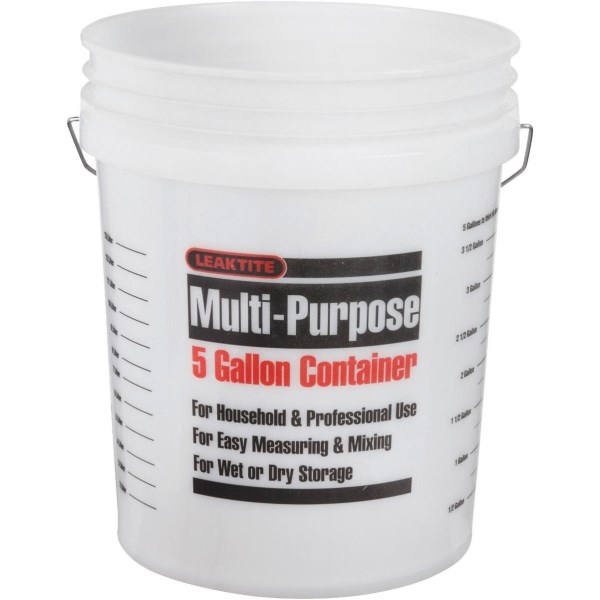 Leaktite 5 Gal. Clear Plastic Pail with Measuring Increments - Mc Mu