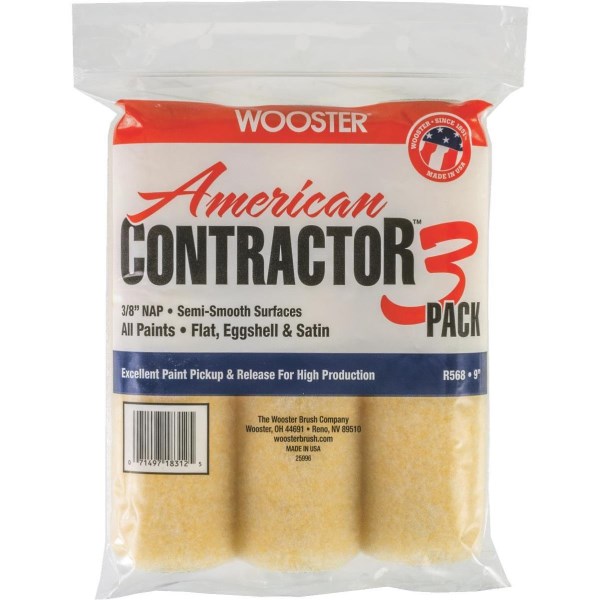 Wooster American Contractor 9 In. x 3/8 In. Knit Fabric Roller Cover (3-Pack) - Mc Mu