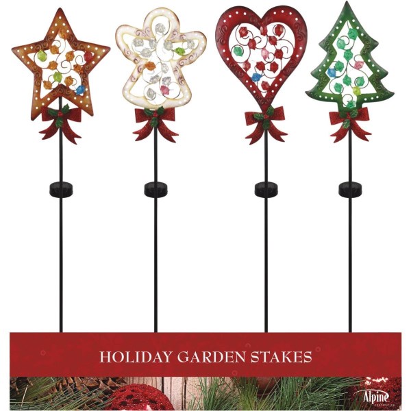 Alpine 36 In. LED Solar Classic Christmas Icons Holiday Garden Stake - Mc Mu