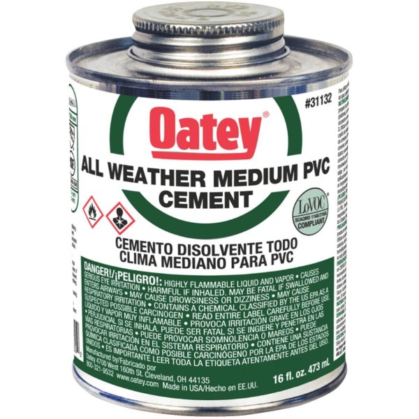 Oatey All Weather 16 Oz. Medium Bodied Clear PVC Cement - Mc Mu
