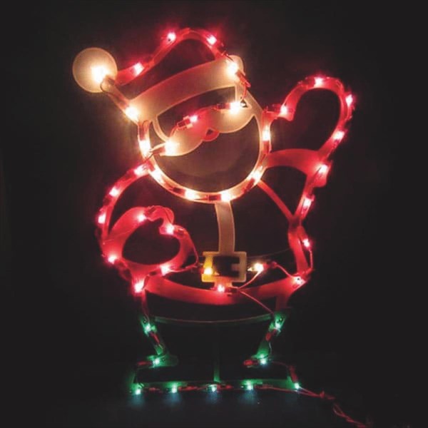 J Hofert 17.5 In. Pre-Lit Waving Santa Plaque with 43 Lights - Mc Mu