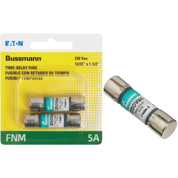 Bussmann 5A Fusetron FNM Cartridge General Purpose Time Delay Cartridge Fuse (2-Pack) - Mc Mu