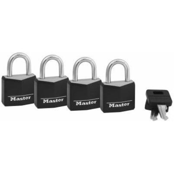 Master Lock 1-3/16 In. W. Black Covered Keyed Alike Padlock (4-Pack) - Mc Mu
