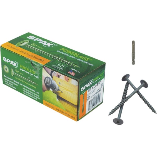 Spax PowerLags 1/4 In. x 3-1/2 In. Washer Head Exterior Structure Screw (50 Ct.) - Mc Mu