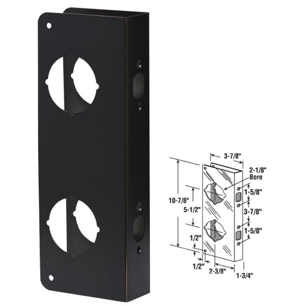 Defender Security 1-3/4 In. x 10-7/8 In. Door Thickness Bronze Door Reinforcer - Mc Mu