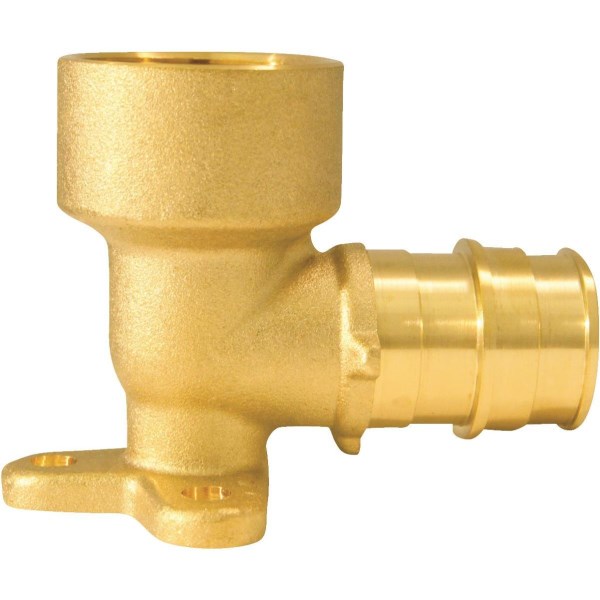 Apollo Retail 3/4 In. Barb x 3/4 In. FNPT Brass 90 Deg. Drop Ear PEX Elbow, Type A (1/4 Bend) - Mc Mu