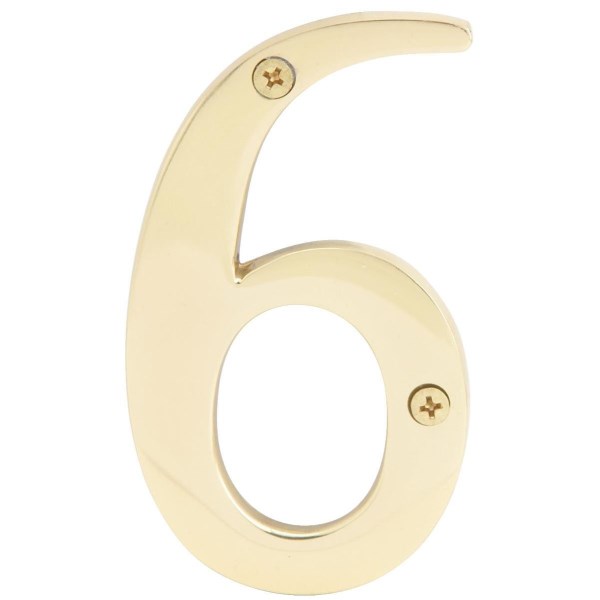 Hy-Ko 4 In. Polished Brass House Number Six - Mc Mu