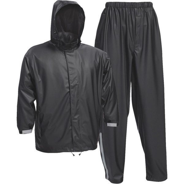 West Chester XL 3-Piece Black Polyester Rain Suit - Mc Mu