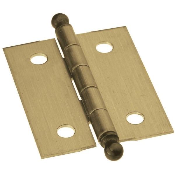 National 1-1/4 In. x 1-1/2 In. Antique Brass Ball Tip Hinge (2-Pack) - Mc Mu