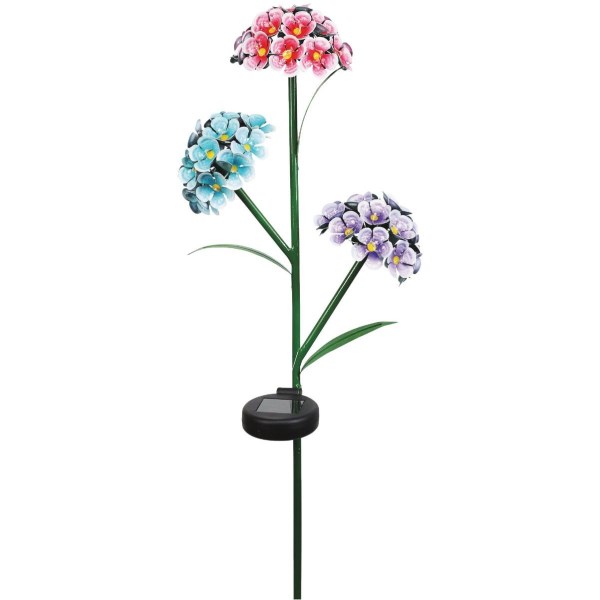 Alpine Iron Hydrangea 35 In. H. Solar LED Stake Light - Mc Mu
