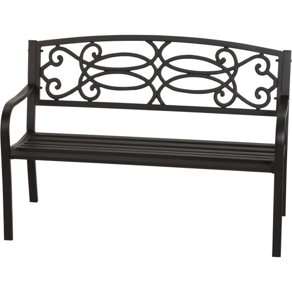 Outdoor Expressions Kensington 50 In. L. Black Steel Bench - Mc Mu